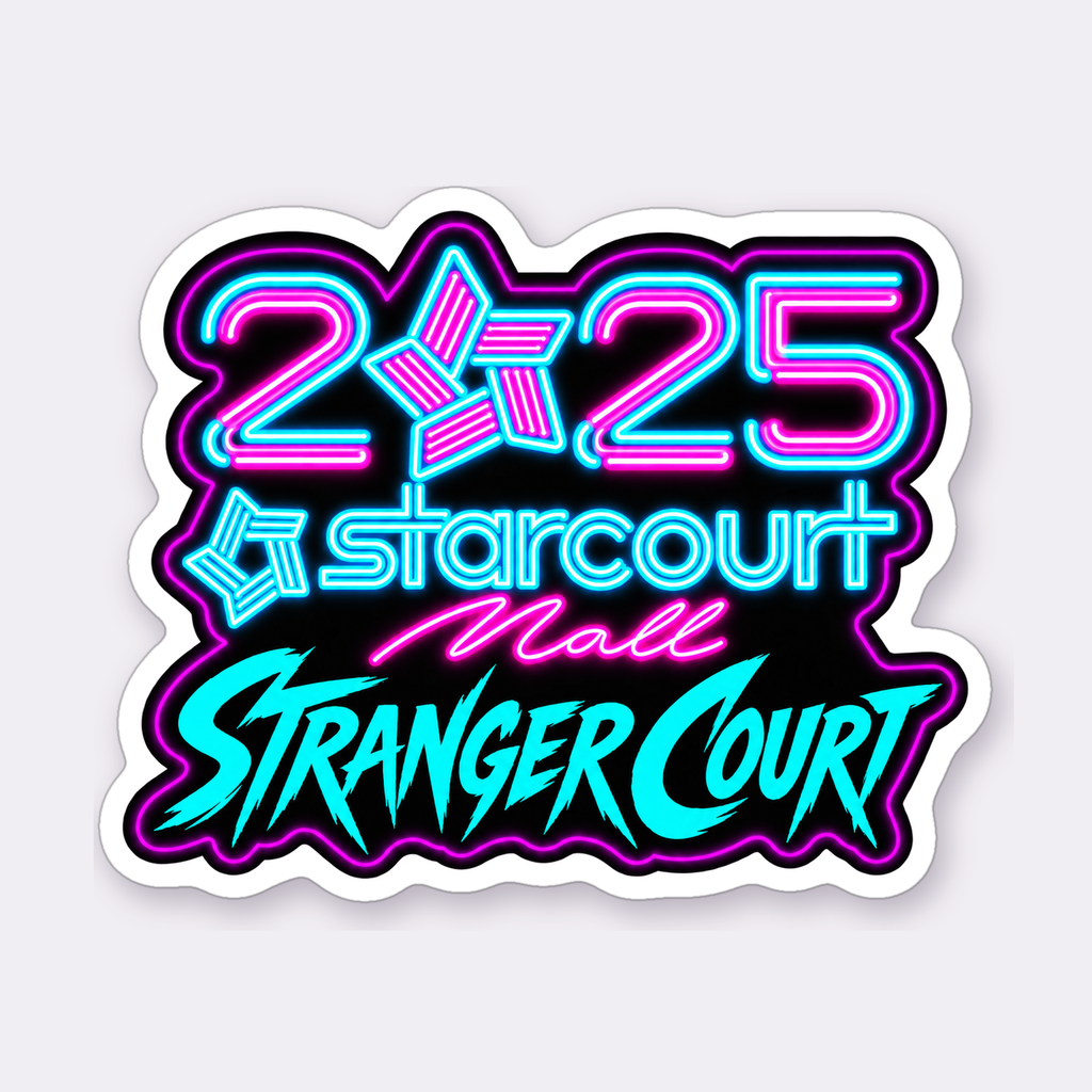 Stranger Court 2025 Starcourt Mall Sticker Sheet — 2025 Starcourt Mall logo sticker