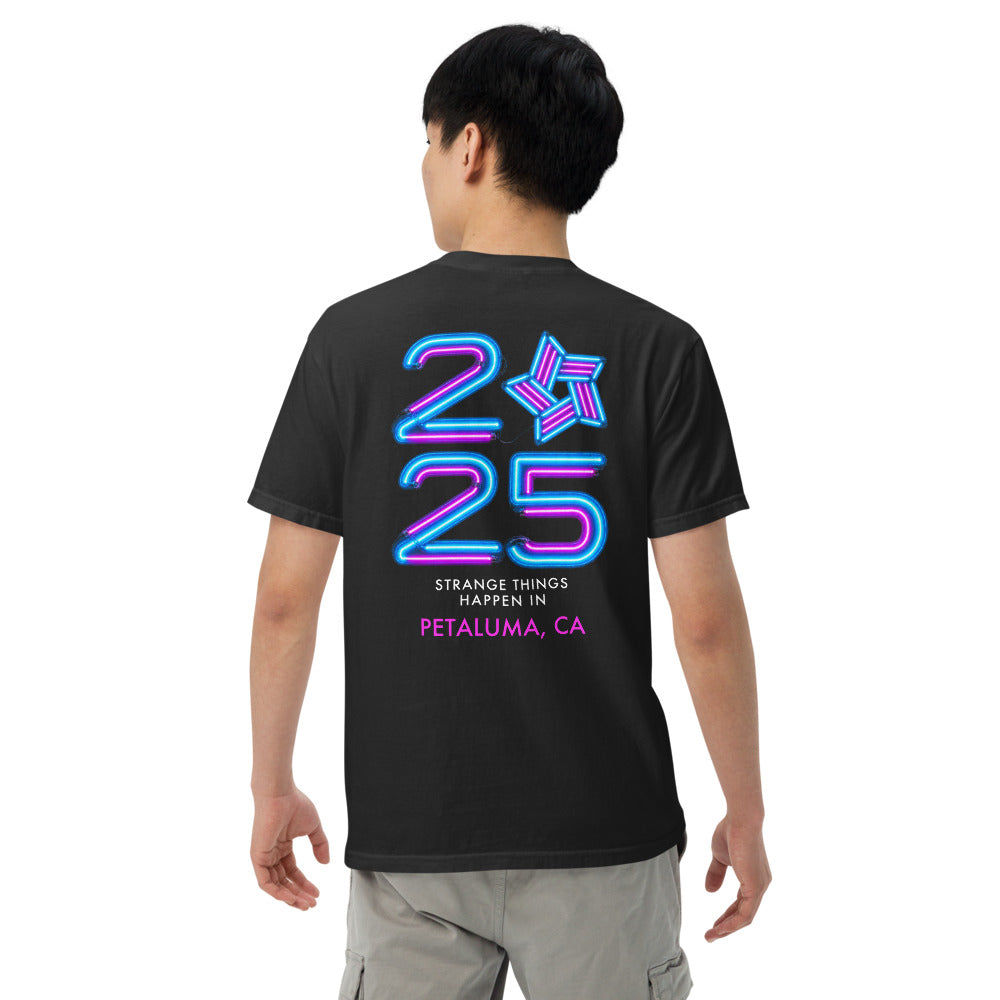 2025 Stranger Court Experience — Men's Tee — on model, back