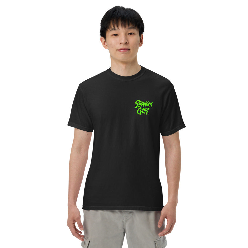 2026 Stranger Court Experience — Men's Tee — on model, front