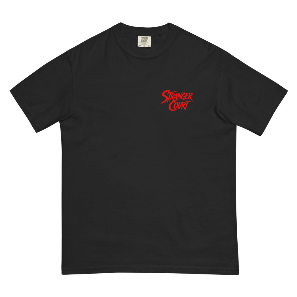 2024 Stranger Court Experience — Rusty Edition Men's Tee — flat lay, front