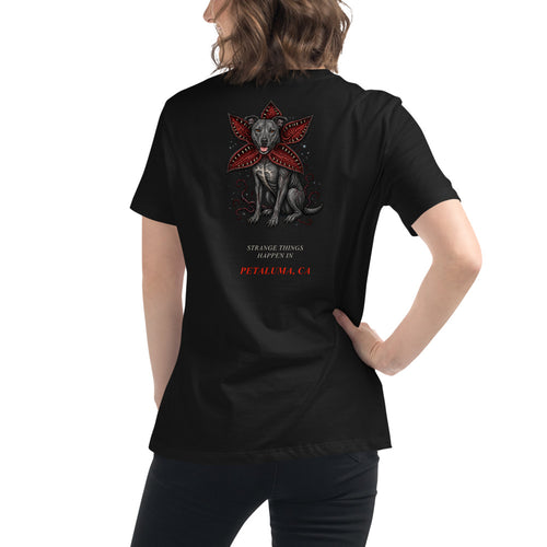 2024 Stranger Court Experience — Rusty Edition Women's Tee — on model, back