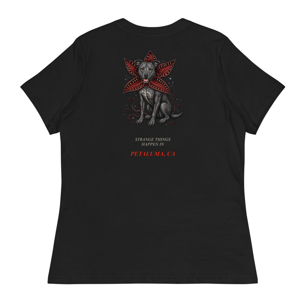 2024 Stranger Court Experience — Rusty Edition Women's Tee — flat lay, back