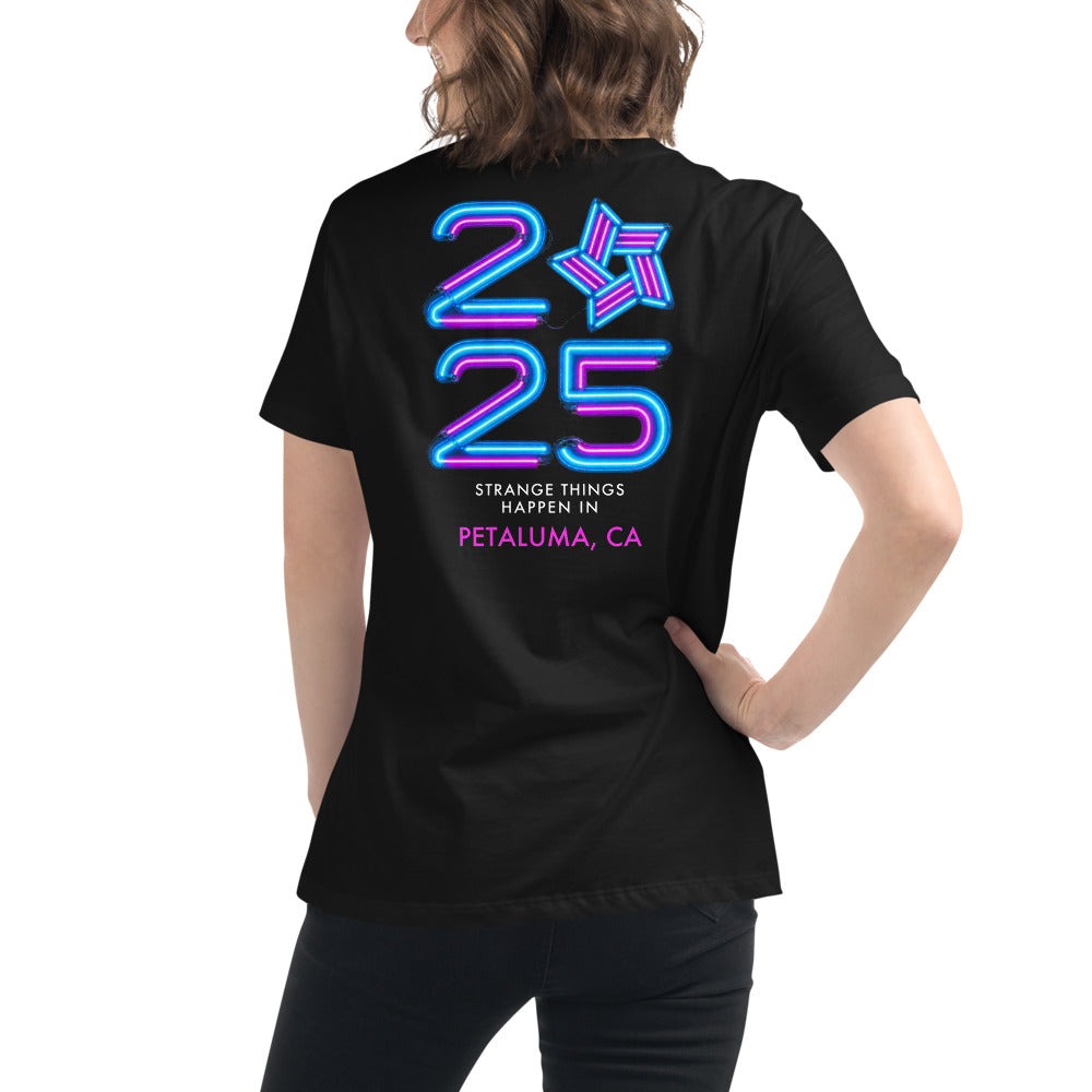2025 Stranger Court Experience — Women's Tee — on model, back