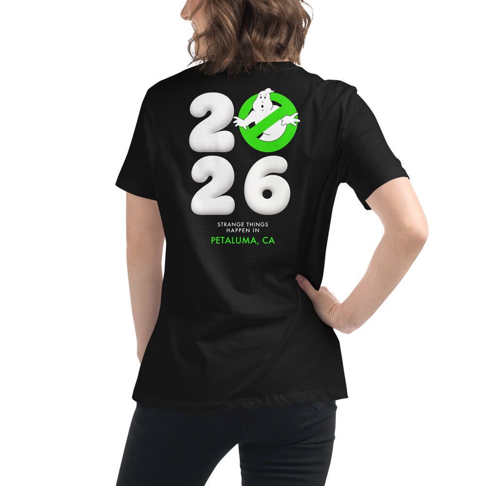 2026 Stranger Court Experience — Women's Tee — on model, back