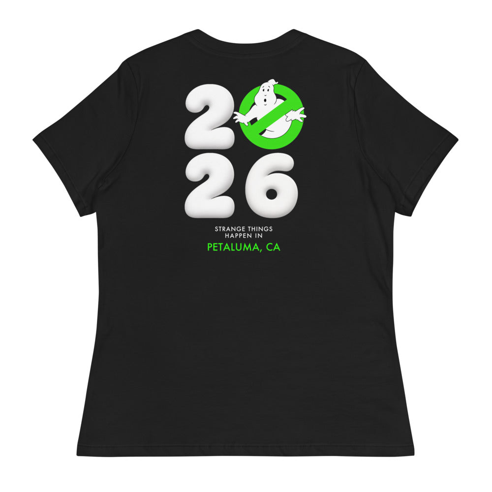2026 Stranger Court Experience — Women's Tee — flat lay, back