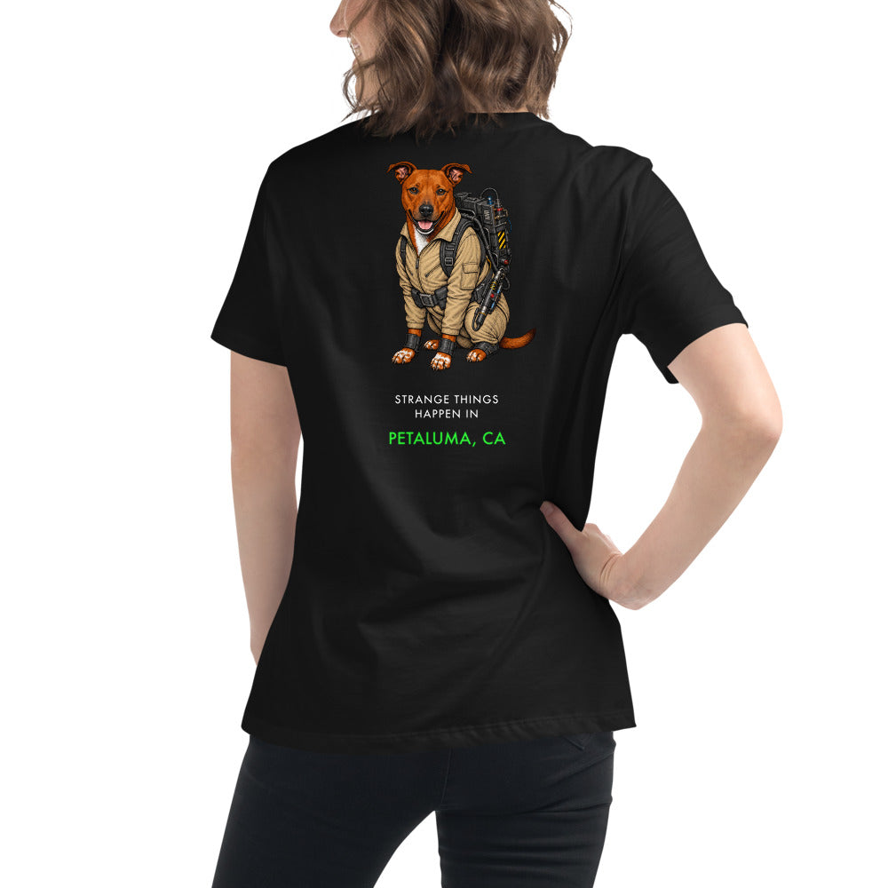 2026 Stranger Court Experience — Rusty Edition Women's Tee — on model, back