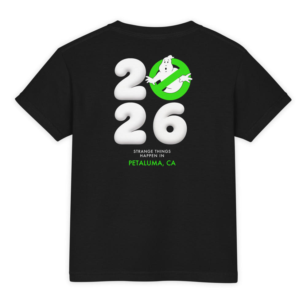 2026 Stranger Court Experience — Youth Tee — flat lay, back
