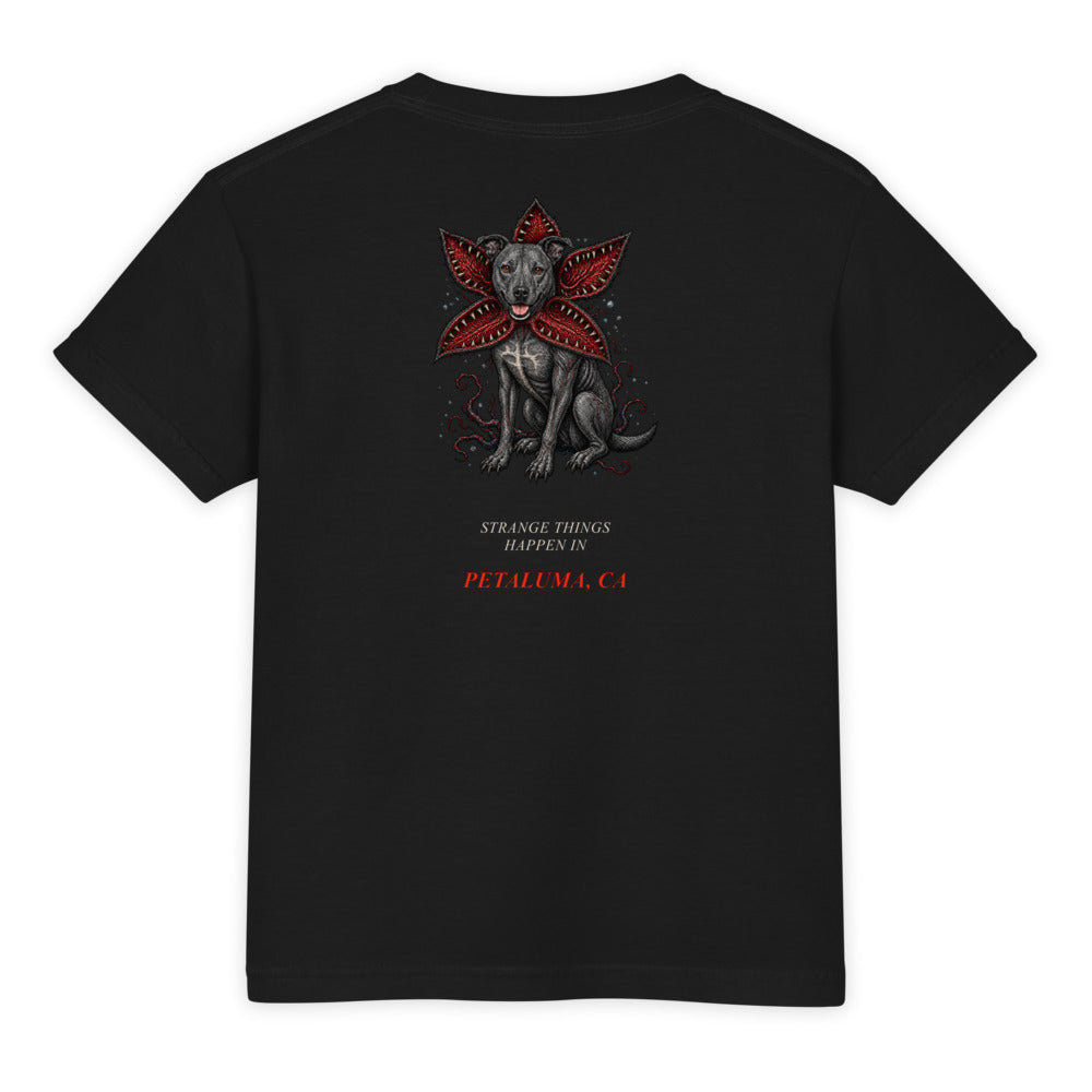 2024 Stranger Court Experience — Rusty Edition Youth Tee — flat lay, back