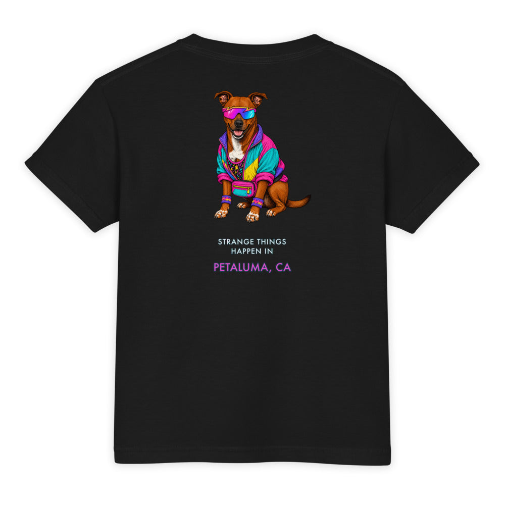 2025 Stranger Court Experience — Rusty Edition Youth Tee — flat lay, back